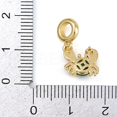 Brass Pave Clear Cubic Zirconia and Deep Sky Blue Cat Eye European Dangle Charms KK-C114-13G-1