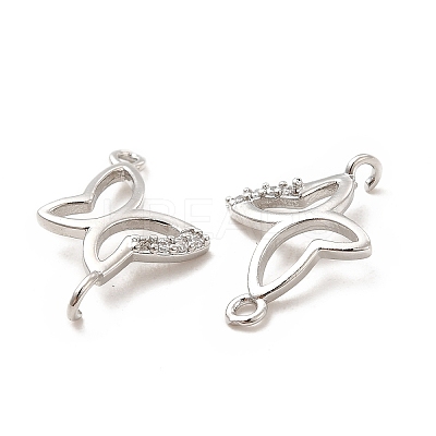 Rack Plating Brass Micro Pave Clear Cubic Zirconia Connector Charms KK-E081-04P-1