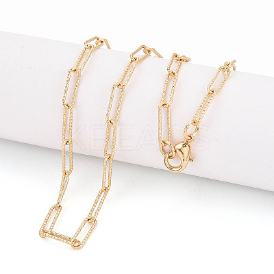 Brass Textured Paperclip Chain Necklace Making MAK-S072-03A-G-1