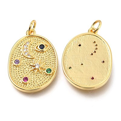 Brass Micro Pave Colorful Cubic Zirconia Pendants ZIRC-J024-04G-1