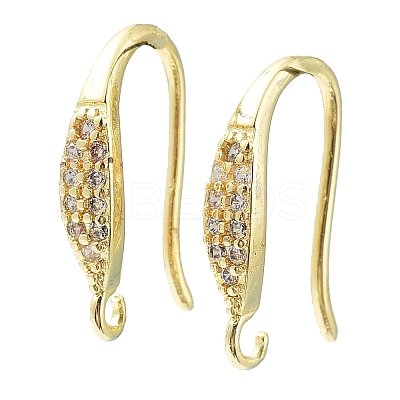 Brass Micro Pave Clear Cubic Zirconia Earring Hooks KK-R149-21G-1