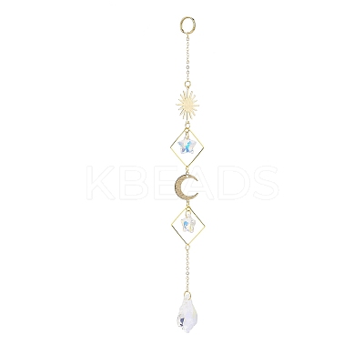 Electroplate Glass Star & Teardrop Window Hanging Suncatchers HJEW-JM00850-1