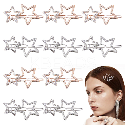 10Pcs 2 Colors Alloy Rhinestone Hair Clips PHAR-HS0001-03-1