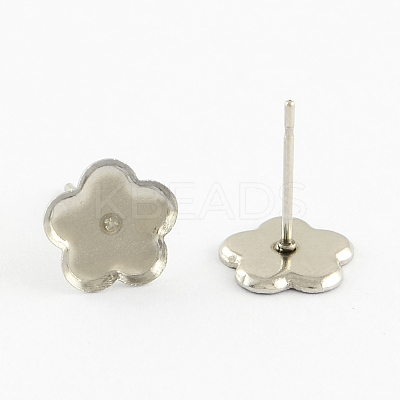 Flower Earring Enamel Settings 304 Stainless Steel Stud Earring Findings STAS-Q170-05-1
