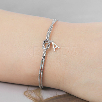 304 Stainless Steel Initial Charm Bracelets FS-WGD8E41-07-1