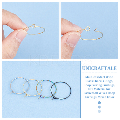 80Pcs 4 Styles 316 Surgical Stainless Steel Wine Glass Charms Rings STAS-UN0053-44-1
