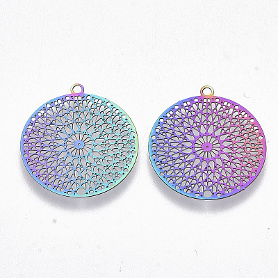 Ion Plating(IP) 201 Stainless Steel Filigree Pendants LS-X-STAS-R102-12-1