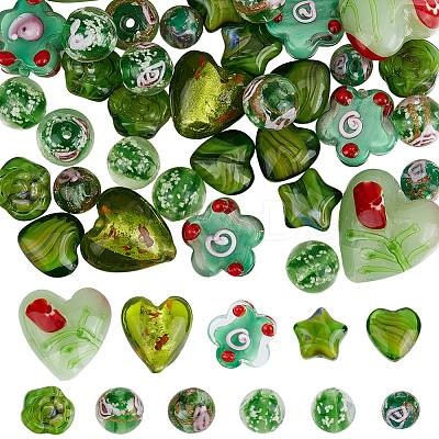40Pcs 10 Styles Mixed Styles Handmade Lampwork Beads LAMP-PA0001-68A-1