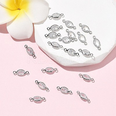 SHEGRACE Brass Pave Cubic Zirconia Oval Connector Charms XGRQ2O400-439A-P-1