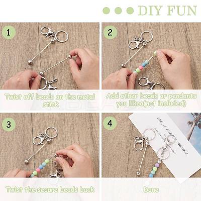 2Pcs Brass Bar Beadable Keychain for Jewelry Making DIY Crafts KEYC-CJ0001-04-1