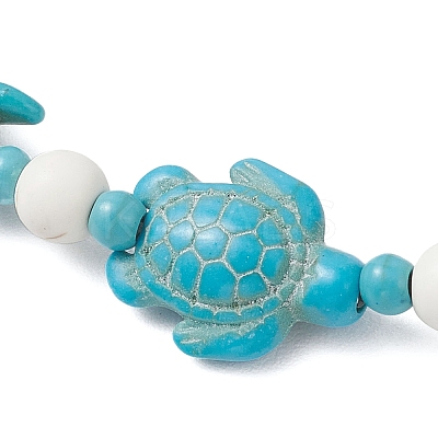 3Pcs 3 Colors Starfish & Turtle Synthetic Turquoise Beads Stretch Bracelets for Women BJEW-JB12129-1