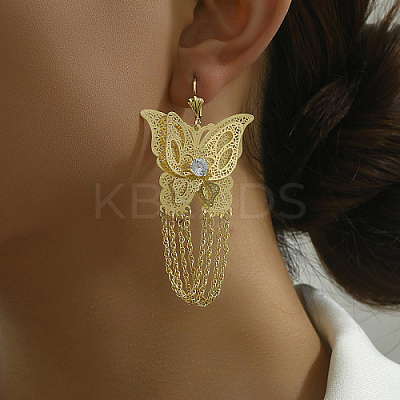Iron Filigree Butterfly Dangle Leverback Earrings SQ8048-1