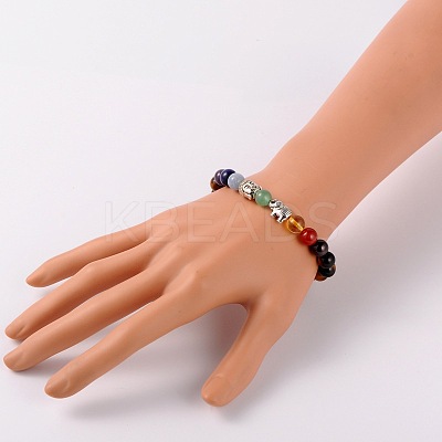 Stretch Buddhist Jewelry Multi-Color Gemstone Chakra Bracelets BJEW-JB01690-01-1