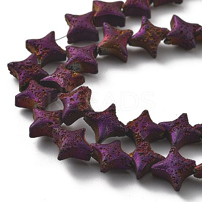 Electroplated Natural Lava Rock Beads Strands G-A251-C01-01F-1