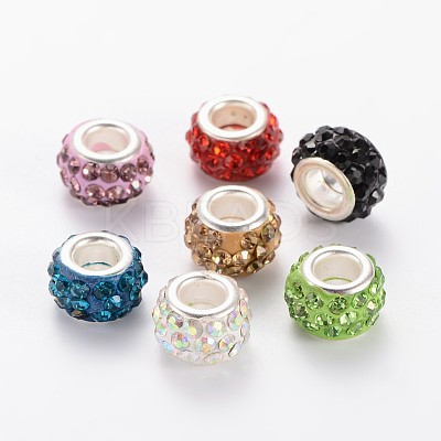 Polymer Clay Rhinestone European Beads CPDL-NB0001-05-1