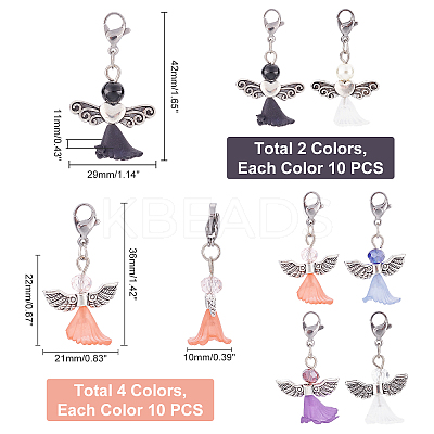 60Pcs 6 Style Tibetan Style Glass Pendants HJEW-PH0001-09-1