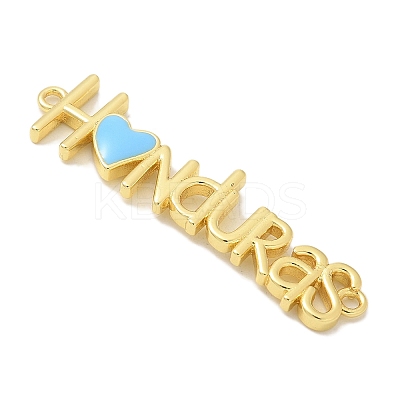 Brass Enamel Word Honduras Connector Charms KK-K293-39G-1