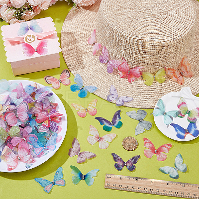 100Pcs 3D Butterfly Organza Rinestone Face Eye Stickers MRMJ-ME0001-06-1