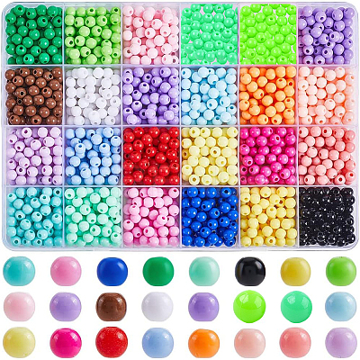 1680Pcs 24 Color Opaque Acrylic Beads Sets MACR-SP0001-50A-1