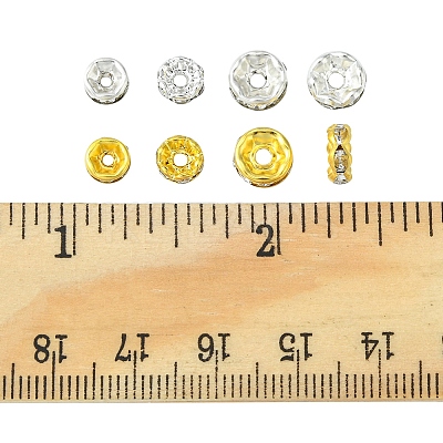 240Pcs 8 Styles Iron & Brass Rhinestone Spacer Beads FIND-FS0001-34-1