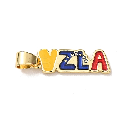 Venezuelan Brass Enamel Pendants KK-P352-01B-G-1