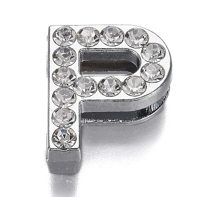 Alloy Letter Slide Charms RB-F034-01P-P-RS-1
