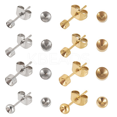 32Pcs 8 Styles 304 Stainless Steel Stud Earring Findings STAS-TA0002-97-1