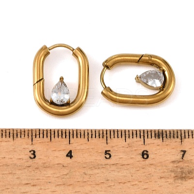 304 Stainless Steel Cubic Zirconia Hoop Earrings for Women SA-CBAF36C-05G-1