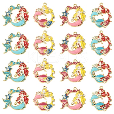 16Pcs 4 Styles Alloy Enamel Pendants ENAM-FS0002-24-1