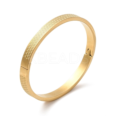 304 Stainless Steel Fan Textured Hinged Bangles for Women LS-BJEW-E099-04G-01-1
