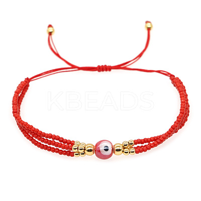 Handmade Glass Seed Beads Multi-strand Braided Bracelets IU4174-2-1