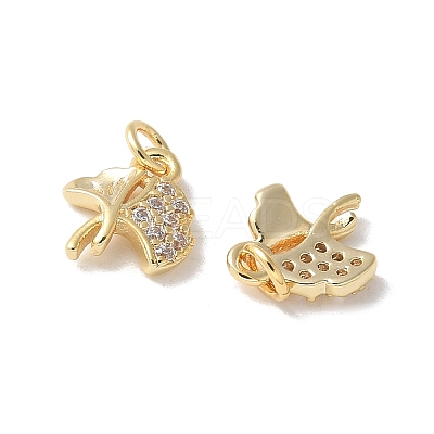 Brass Micro Pave Clear Cubic Zirconia Pendants KK-Q031-06G-1