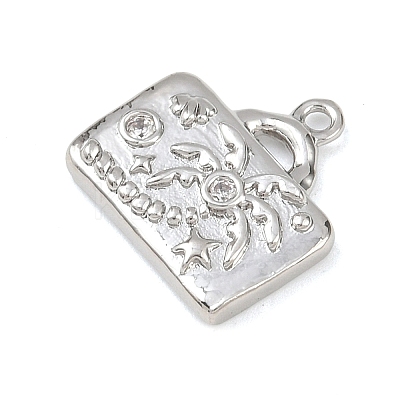 Brass Micro Pave Clear Cubic Zirconia Pendants KK-G545-01P-1