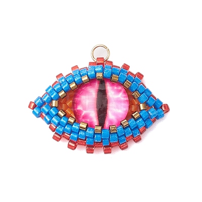 Seed Beads Beaded Charms PALLOY-MZ00274-1