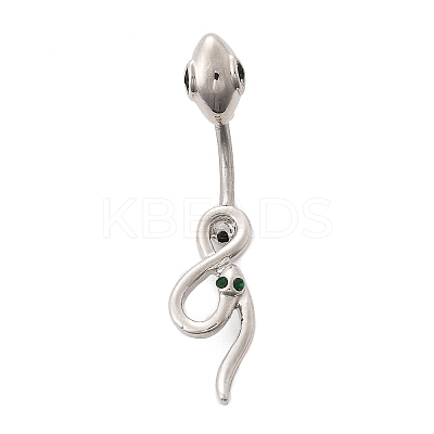 Alloy Rhinestone Snake Curved Barbell Belly Rings LS-AJEW-R007-03P-03-1