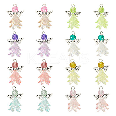 32Pcs 8 Colors Acrylic & Glass Pendants PALLOY-TAC0175-1