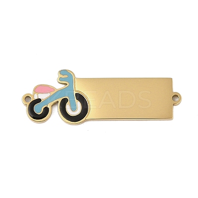 304 Stainless Steel Light Sky Blue Enamel Vehicle Connector Charms STAS-P377-13G-B-1