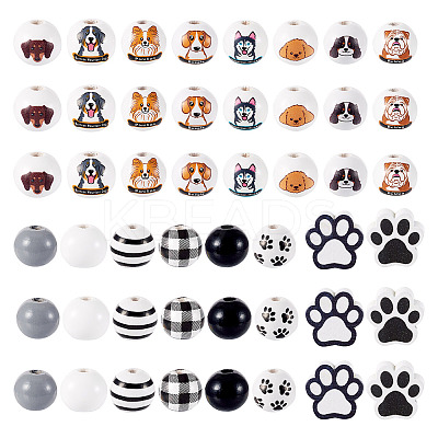 Printed Wood European Beads WOOD-TA0002-66-1