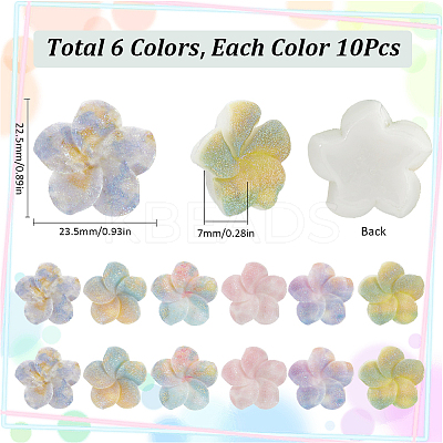 60Pcs 6 Colors Oapque Resin Decoden Cabochons RESI-SC0005-82-1