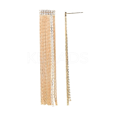 Clear Cubic Zirconia Chain Tassel Dangle Stud Earrings EJEW-G321-19G-1