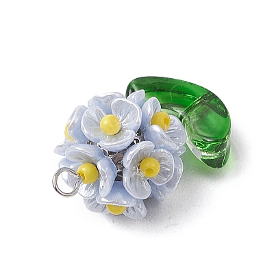 Glass Seed Beaded Flower Pendants X1-PALLOY-MZ00521-03-1