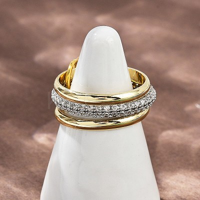 Brass Micro Pave Cubic Zirconia Finger Rings RJEW-D325-01PG-07-1