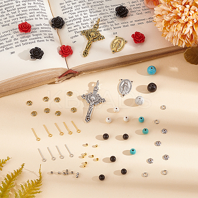DIY Rosary Beaded Style Necklaces Bracelet Making Finding Kit DIY-AR0003-73-1