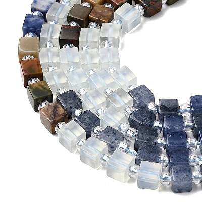 Opalite & Synthetic Turquoise & Natural Dyed White Jade & Howlite & Shoushan Stone & Sodalite Beads Strands G-H333-03E-1
