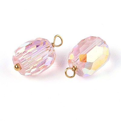 Electroplate Glass Barrel Charms STAS-N110-14G-1