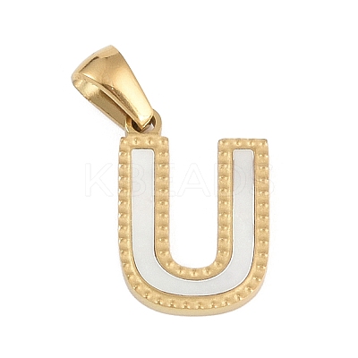 Natural White Shell Alphabet Pendants STAS-M338-02G-U-1