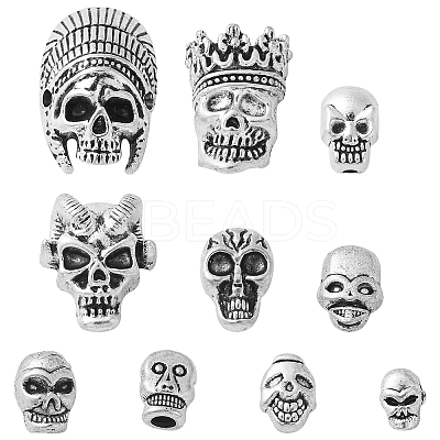 150Pcs 10 Styles Tibetan Style Alloy Beads TIBEB-CJ0001-21-1