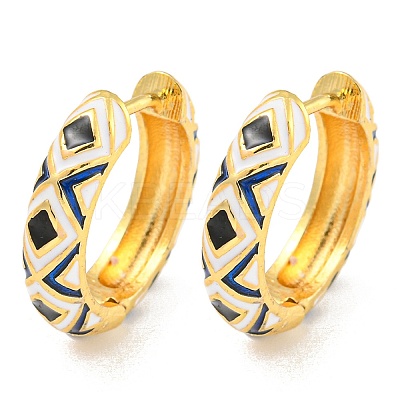 Rack Plating Rhombus Pattern Brass Enamel Hoop Earrings EJEW-C102-47G-1