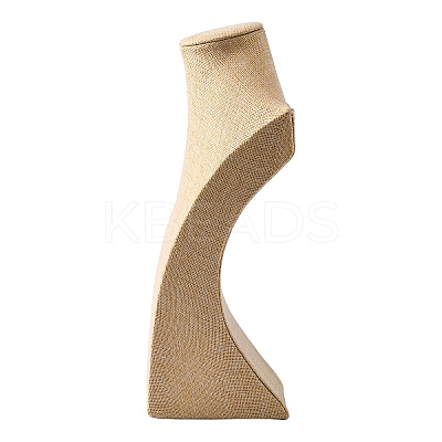 Wooden Covered with Imitation Burlap Necklace Displays NDIS-K001-B16-1