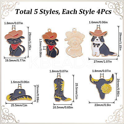20Pcs 5 Style Light Gold Plated Alloy Enamel Pendants Sets ENAM-SC0004-65-1
